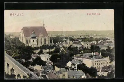 AK Mödling, Panorama mit Kirche