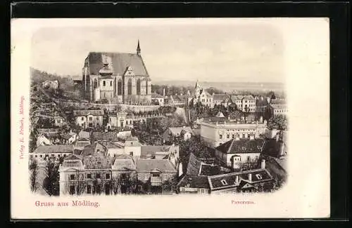 AK Mödling, Panorama mit Kirche