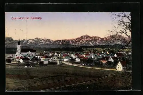 AK Oberndorf bei Salzburg, Teilansicht mit Kirche und Strassenpartie