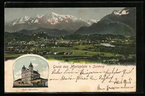 AK Mariaplain, Kirche Maria-Plain, Gesamtansicht aus der Ferne