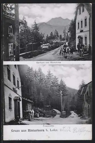 AK Lofer, Gasthaus zum Hinterhorn, Sommersitz