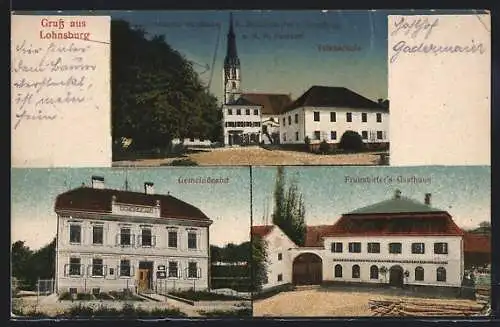 AK Lohnsburg, Fruhstorfers Gasthaus, Gadermaiers Gasthaus und Post