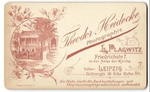 Fotografie Theodor Heidecke, Leipzig-Plagwitz, Firdrichstr. 7, Blick auf das Atelier mit Gartenpartie