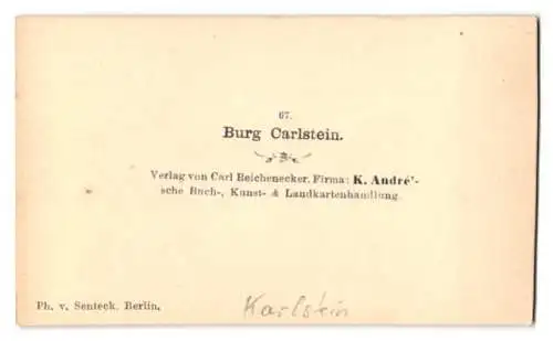 Fotografie Ph. v. Senteck, Berlin, Ansicht Karlstein, Teilansicht aus dem Ort nach der Burg Carlstein