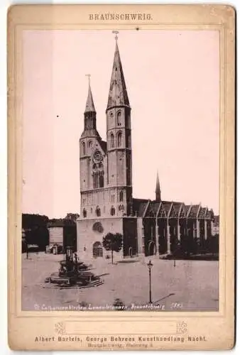 Fotografie Albert Bartels, Braunschweig, Ansicht Braunschweig, St. Catharinenkirche mit Löwenbrunnen