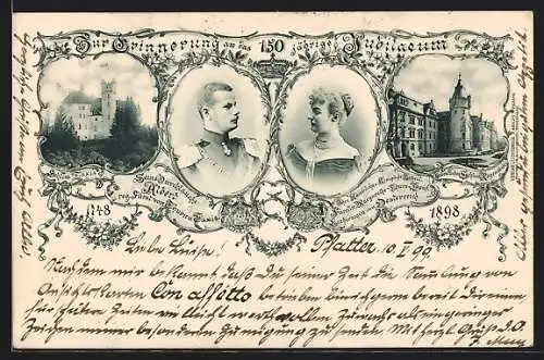 AK Fürst Albert von Thurn & Taxis mit seiner Frau Fürstin Margarethe von Thurn & Taxis, Schloss Taxis und Regensburg