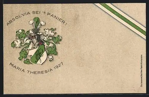 Präge-AK Studentenwappen der Absovlia Maria Theresia 1927