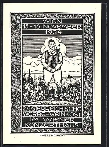 Künstler-AK sign.: Hesshaimer, Weinkost im Wiener Konzerthaus