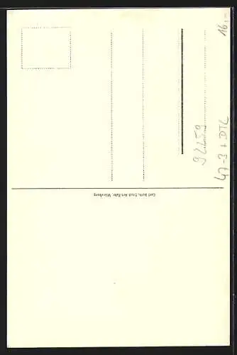 Künstler-AK Amberg, Absolvia-Minor 1935, Student mit Schwert und Schild