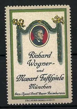 Reklamemarke München, Richard Wagner- und Mozart Festspiele, Portrait Wagner's