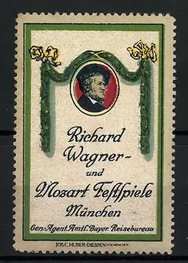 Reklamemarke München, Richard Wagner- und Mozart Festspiele, Portrait Wagner's