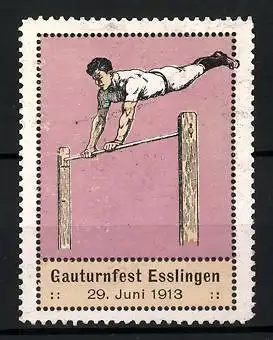 Reklamemarke Esslingen, Gauturnfest 1913, Turner am Reck