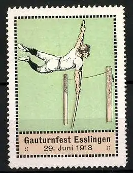 Reklamemarke Esslingen, Gauturnfest 1913, Sportler beim Stabhochsprung