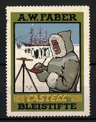 Reklamemarke Castell - Bleistifte, A. W. Faber, Polarforscher