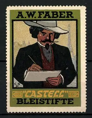 Reklamemarke Castell - Bleistifte, A. W. Faber, Pariser mit Notizblock