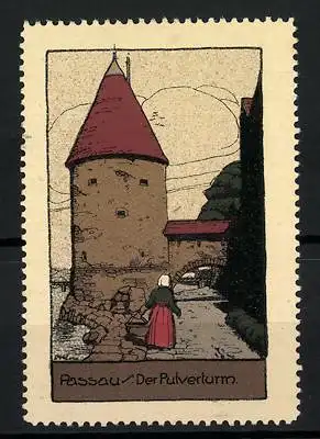 Reklamemarke Passau, der Pulverturm