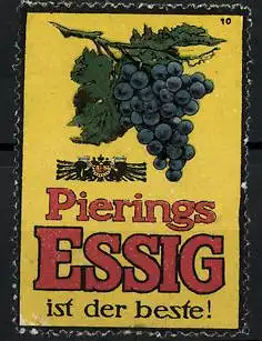 Reklamemarke Pierings Essig ist der Beste!, Weinrebe und Wappen
