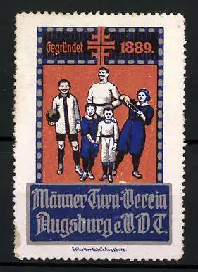 Reklamemarke Männer Turn-Verein Augsburg e.V.D.T., Gegr. 1889, Sportler
