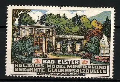 Reklamemarke Bad Elster, Kgl. Sächs. Moor- und Mineralbad, Kurhaus