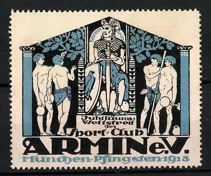 Reklamemarke München, Jubiläums-Wettstreit des Sport-Club Armin e.V. 1913, nackte Untertanen