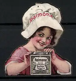 Reklamemarke Palmona - feinste Pflanzenbuttermargarine, Mädchen mit Kochmütze