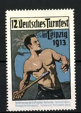 Reklamemarke Leipzig, 12. Deutsches Turnfest 1913, Speerwerfer