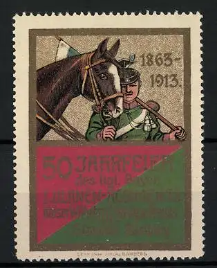 Reklamemarke 50 Jahrfeier des kgl. Bayer. Ulanen-Regiments Kaiser Wilhelm II. König v. Preussen, 1863-1913, Soldat