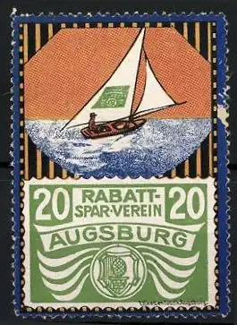 Reklamemarke Augsburg, Rabatt-Spar-Verein, Segelboot