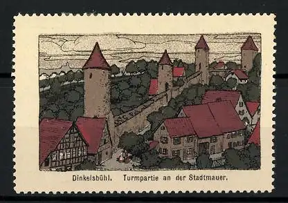 Reklamemarke Dinkelsbühl, Turmpartie an der Stadtmauer