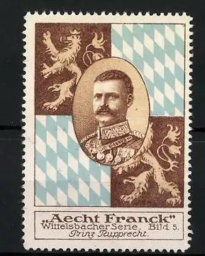 Reklamemarke Aecht Franck Wittelsbacher Serie: Bild 5, Prinz Rupprecht, Wappen