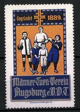 Reklamemarke Männer Turn-Verein Augsburg e.V.D. T., Gegr. 1889, Sportler