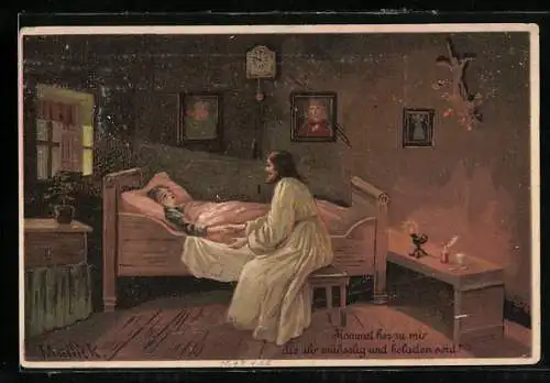 Künstler-AK Alfred Mailick: Jesus bei einer kranken Frau am Bett