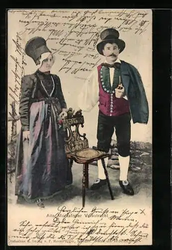AK Paar in alten Montafoner Trachten