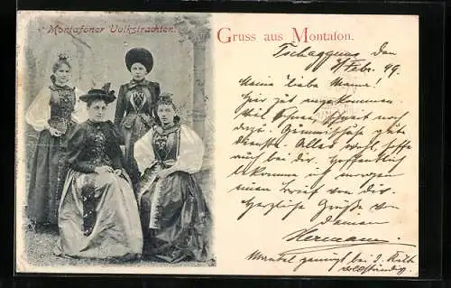 AK Vier Damen in Montafoner Volkstrachten