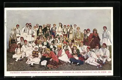 AK Costumes de divers Villages et Iles de Grèce, griechische Trachten