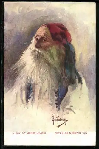 AK Griechischer alter Mann in landestypischer Tracht, Vieux de Messolonghi