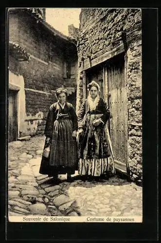 AK Salonique, Costume de paysannes, Griechische Bäuerinnen in Tacht