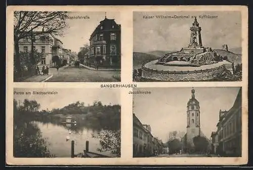 AK Sangerhausen, Bahnhofstrasse, Jacobikirche