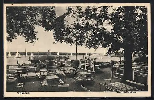 AK Berlin-Wannsee, Restaurant Strandpavillon, Hauptanlegestelle der Dampfschifffahrtgesellschaft