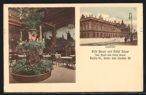AK Berlin, Zeughaus und Cafe Hotel Bauer, Unter den Linden 26, Innenaufnahme