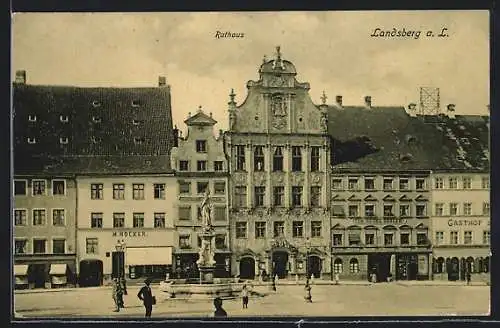 AK Landsberg a. L., Rathaus und Nachbarhäuser