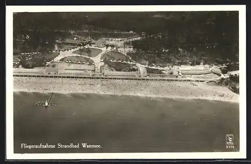 AK Berlin, Fliegeraufnahme des Strandbad Wannsee