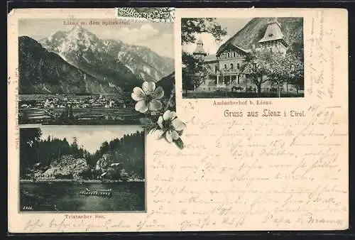 AK Lienz i. Tirol, Hotel Amlacherhof, Tristacher See, Teilansicht mit dem Spitzkofel