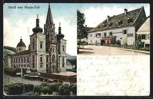 AK Maria-Zell, Gasthof Zum goldenen Ochsen, Kirche