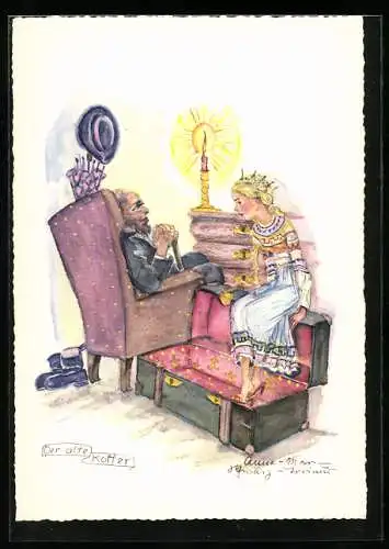 Künstler-AK Schwarz-Torino: Der alte Koffer, Märchen