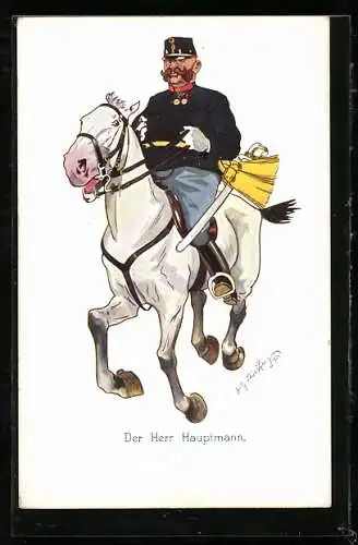 Künstler-AK Fritz Schönpflug: Hauptmann in Uniform zu Pferde