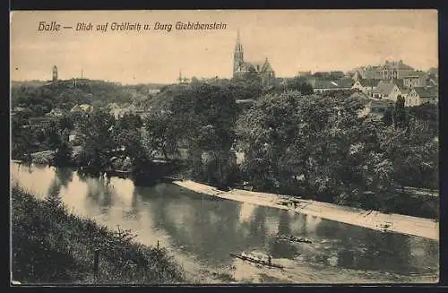 AK Halle / Saale, Blick auf Cröllwitz und Burg Giebichenstein