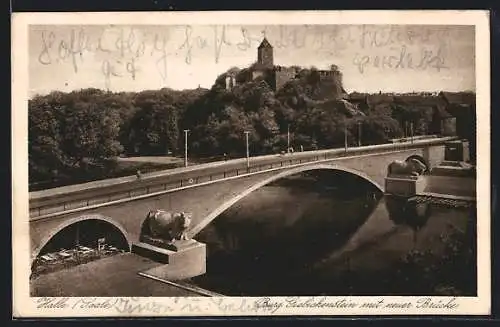 AK Halle /Saale, Burg Giebrichenstein mit neuer Brücke