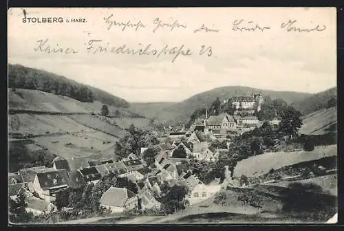 AK Stolberg i. Harz, Ortsansicht mit Fachwerkhäusern