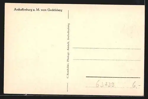 AK Aschaffenburg a. M., Ortsansicht vom Godelsberg